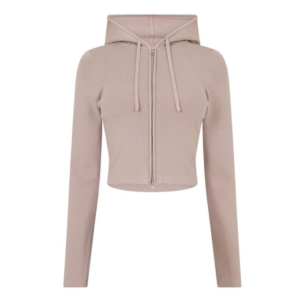 Jack Wills Womens/Ladies Knitted Cropped Full Zip Hoodie / Taupe